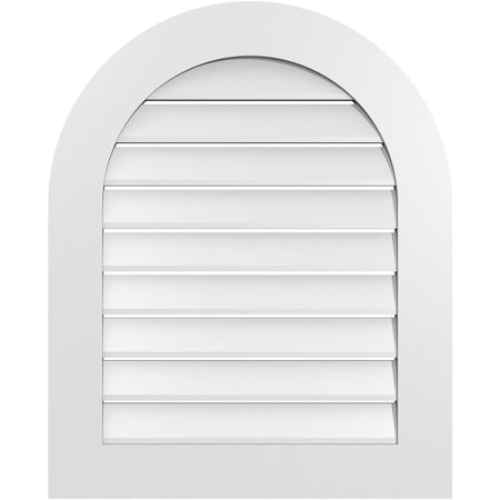 Round Top Surface Mount PVC Gable Vent: Functional, W/ 3-1/2W X 1P Standard Frame, 26W X 32H